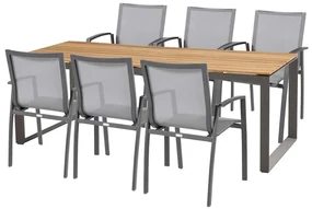 Heritage teak Torino stolová súprava antracitová 1+6