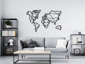 drevko Umelecká Mapa sveta na stenu - Dve tváre Rozmer obrazu: 41,5 x 65 cm, Farba dekorácie: Čierna