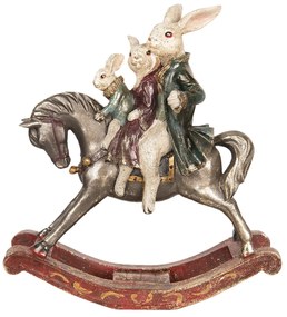 Dekoračné súsošie králikov na hojdacom koni - 28 * 11 * 30 cm