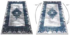 Koberec CORE W9797 Ramka, Rozeta - modrý / sivý