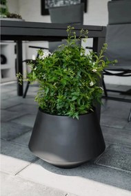 Okrúhly kvetináč BERBELIT, sklolaminát, výška 30 cm, čierny