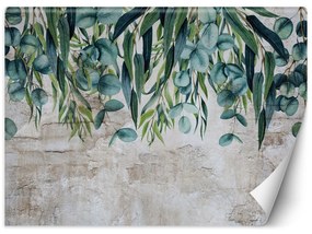 Gario Fototapeta Zelené pastelové listy na betóne Materiál: Vliesová, Rozmery: 400 x 280 cm