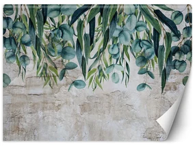Gario Fototapeta Zelené pastelové listy na betóne Materiál: Vliesová, Rozmery: 400 x 280 cm
