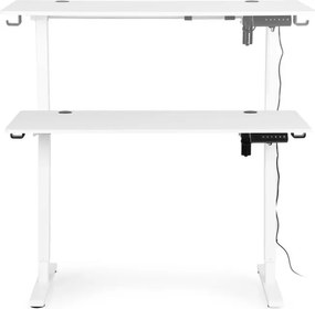 Elektrický nastaviteľný stôl 120 x 60 cm, nastaviteľná výška 72-117 cm, biely
