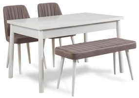 Jedálenský set Bimuvo 4 (biela + sivá) (pre 4 osoby). Vlastná spoľahlivá doprava až k Vám domov. 1095045