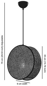 Závesné svietidlo BIG DRUM s lankom 1xE27/60W/230V, béžová/čierna