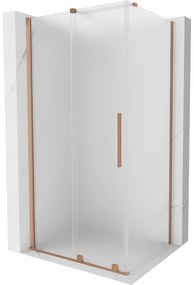 Mexen Velar, sprchový kút s posuvnými dverami 130 x 90 cm, 8mm sklo námraza, medená matná, 871-130-090-31-65