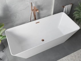 Mexen Velo Slim, voľne stojaca vaňa 170 × 75 cm, biela lesklá, ružové zlato prepad, 52811707500-60
