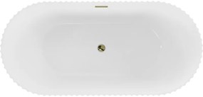 Mexen Paola, voľne stojaca vaňa, drážkovaná, 170 x 80 cm, biela lesklá, zlatý lesklý prepad, 52721708000-50