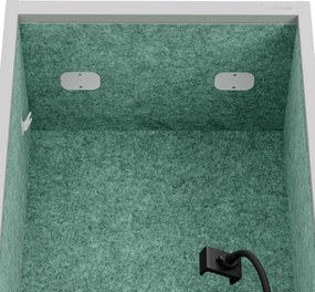Akustická kabína SALLY MentalBox 600 mm – sivý korpus, zelené sedadlo