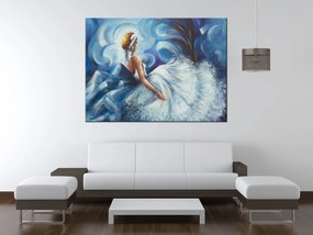 Gario Ručne maľovaný obraz Modrá dáma počas tanca Rozmery: 70 x 100 cm