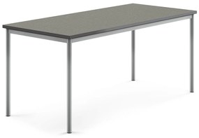 Stôl SONITUS, 1800x800x760 mm, linoleum - tmavošedá, strieborná