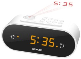 Sencor Sencor - Rádiobudík s LED displejom a projektorom 5W/230V biela FT0308