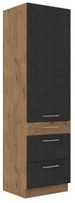 Kuchynská skrinka so zásuvkami Woodline 60 DKS-210 3S 1F, Farby: dub lancelot + dark wood
