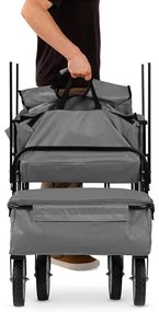 Skladací vozík so strechou, ťahací-tlačací, sivý