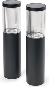 Solárne svietidlá do zeme, drážkované, 2 ks