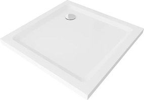 Mexen Flat štvorcový sprchový kút Slim 90 x 90 cm, biely, sifón chróm - 40109090