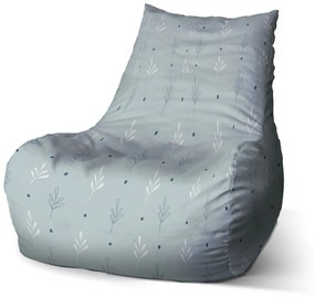 Sablio Sedací vak Bean Modré a Biele lístky - 100 x 90 x 45 cm