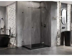 Mexen Lunar T, výklopný sprchový kút pravý 120 x 100 cm, 8mm číre sklo, profil grafit brúsený, 834T-120-100-66-00-P