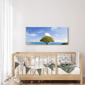 Obraz pláže so stromom (120x50 cm)