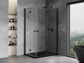 Mexen Mist-F Duo, skladací sprchový kút 75 x 110 cm, číre sklo, čierny profil, 8A6-075L-110P-70-00