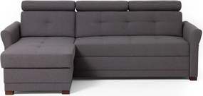 Rohová sedacia súprava Harris, tmavo šedá tkanina, ľavý roh