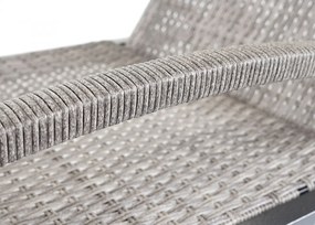 Set 2 záhradných lehátok HWC-E27, polyratan, sivé vankúše - tmavo sivá