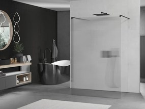 Mexen Kioto, sprchová zástena Walk-In 130 x 200 cm, 8mm sklo s rebrovým vzorom, čierny profil, 800-130-002-70-09
