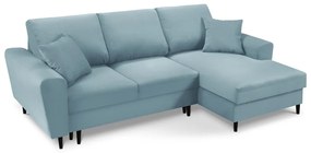 Svetlomodrá menčestrová rozkladacia/s úložným priestorom rohová pohovka (pravý roh/s leňoškou) Kyoto – Cosmopolitan Design