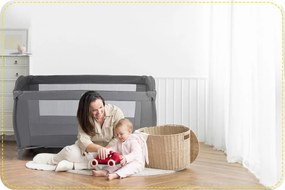 Ricokids Cestovná postieľka + matrac + taška 125 x 65 x 78 cm RK-242 antracit