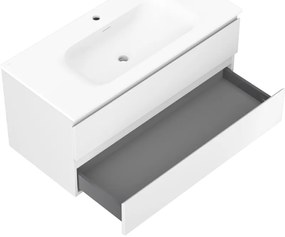 Mexen Orio, kúpeľňová skrinka 100 cm s umývadlom Vela, 2 zásuvky, biela matná, 91A10-10047-2-BFF01-W23M01