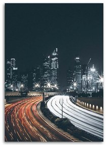 Obraz na plátně Noční silnice ve městě - 70x100 cm