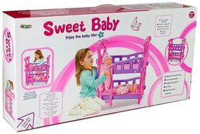 LEAN TOYS Poschodová posteľ pre bábiky - ružová