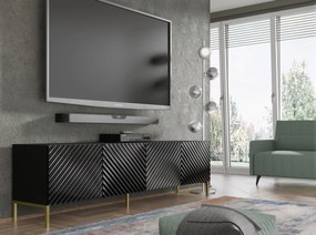 TV stolík/skrinka Surfy 4D (čierna  lesklá + zlatá). Akcia -19%. Vlastná spoľahlivá doprava až k Vám domov. 1125127