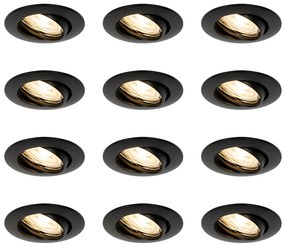Sada 12 čiernych zapustených bodových svietidiel GU10 35mm - Edu