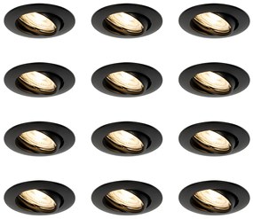 Sada 12 vstavaných bodových svetiel čiernych GU10 35 mm - Edu