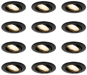 Sada 12 vstavaných bodových svetiel čiernych GU10 35 mm - Edu