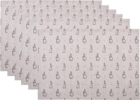 6 ks béžové textilné prestieranie s králikom Bunny Buddies - (6) 48*33 cm