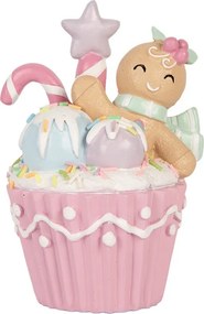 Vianočné dekorácie Cupcake s perníčkom Pastel Christmas Chic - 11*9*15 cm