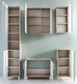 Kúpeľňová skrinka pod umývadlo Porto, dub sonoma/biela