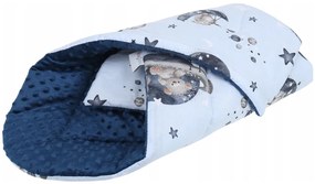Obojstranná zavinovačka pre bábätká 80x80 cm BABYMAM PREMIUM - Medvedíci vo vesmíre s tmavo modrou minkou