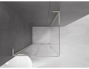 Mexen Velar L, sprchový kút s posuvnými dverami 120 x 120 cm, 8mm číre sklo, brúsená oceľ, 871-120-120-03-97