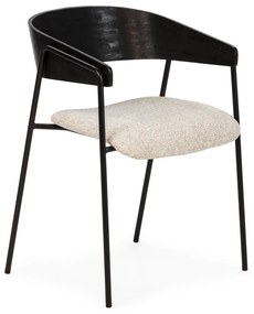 Čierne/béžové čalúnené jedálenské kreslá v súprave s podrúčkami 2 ks Cora – MOME