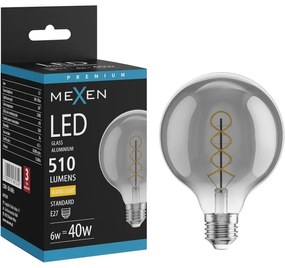Mexen Vintis, LED žiarovka špirála E27, G95, 6W, Teplá - 2700K, 510 lm, dymová - L167-E27-0627-70