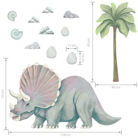 Nálepky na stenu do detskej izby TRICERATOPS