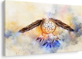 Obraz - Lapač snov s pierkami (90x60 cm)