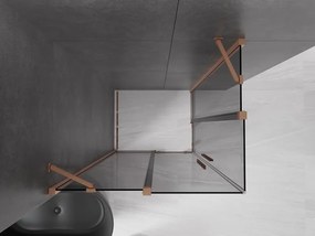 Mexen Velar Duo, sprchový kút s posuvnými dverami 100 x 90 cm, 8mm šedé sklo, medená matná, 871-100-090-42-65