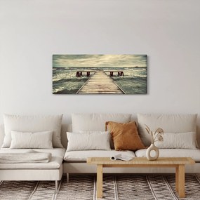 Obraz dreveného móla na mori (120x50 cm)