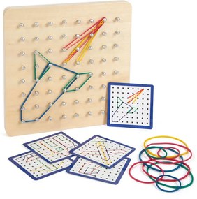 Drevená doska Geoboard pre deti hra s gumičkami a predlohami Small Foot
