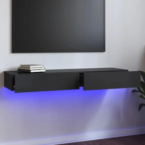 TV skrinka s LED svetlami lesklá sivá 120x35x15,5 cm 832871